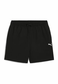Čierne šortky s elastickým pásom, sťahovacou šnúrkou a textúrovaným povrchom. S bielym logom Puma na dolnej ľavej strane.