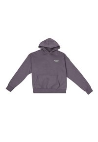 Grauer Kapuzenpullover mit einer Fronttasche, ribbelten Bündchen und Saum. Mit weißem Text "Dropsize" auf der linken Brustseite.