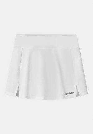 Bela teniška krila s nabranim dizajnom, izdelana iz gladkega blaga. Ima rahlo stransko zarezo in sivo "HEAD" logo na sprednji strani.