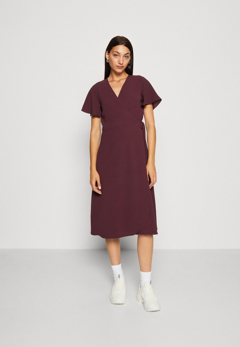 VILA - VILOVIE WRAP MIDI DRESS - Vardagsklänning - winetasting, Förstora