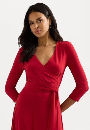 Lauren Ralph Lauren SURPLICE JERSEY DRESS - Trikoomekko - festive red