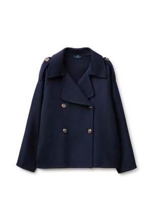 United Colors of Benetton, SHORT TRENCH COAT IN DOUBLE CLOTH, DOUBLE-BREASTED, WELT POCKETS... - Blazer - blue