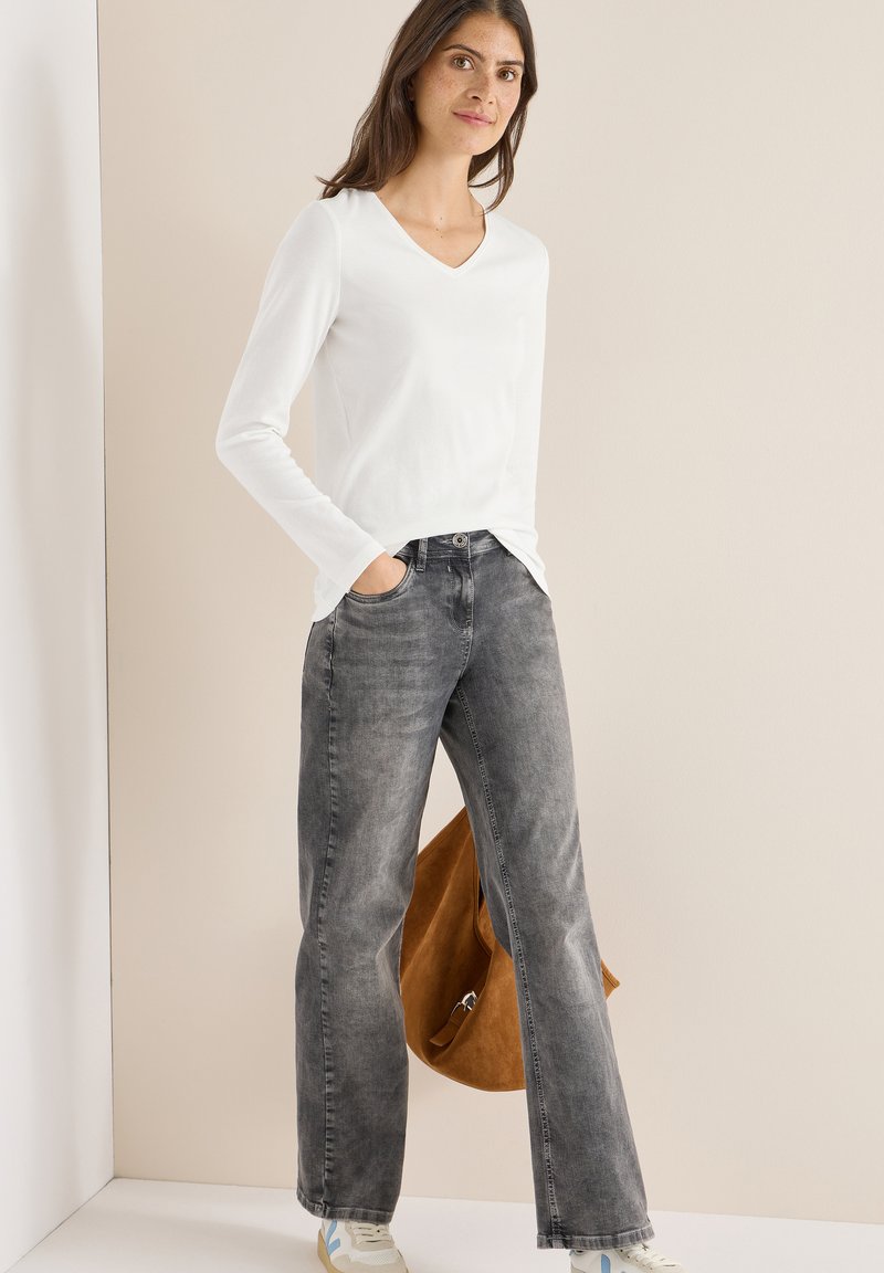 CECIL T-shirt à Manches Longues Avec Col En V Pour Femmes En Bleu - PIA | CECIL