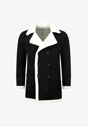 Local Fanatic, IMITATIE BONTJAS - LAMMY COAT- QQ538-4 - Halflange jas - zwart