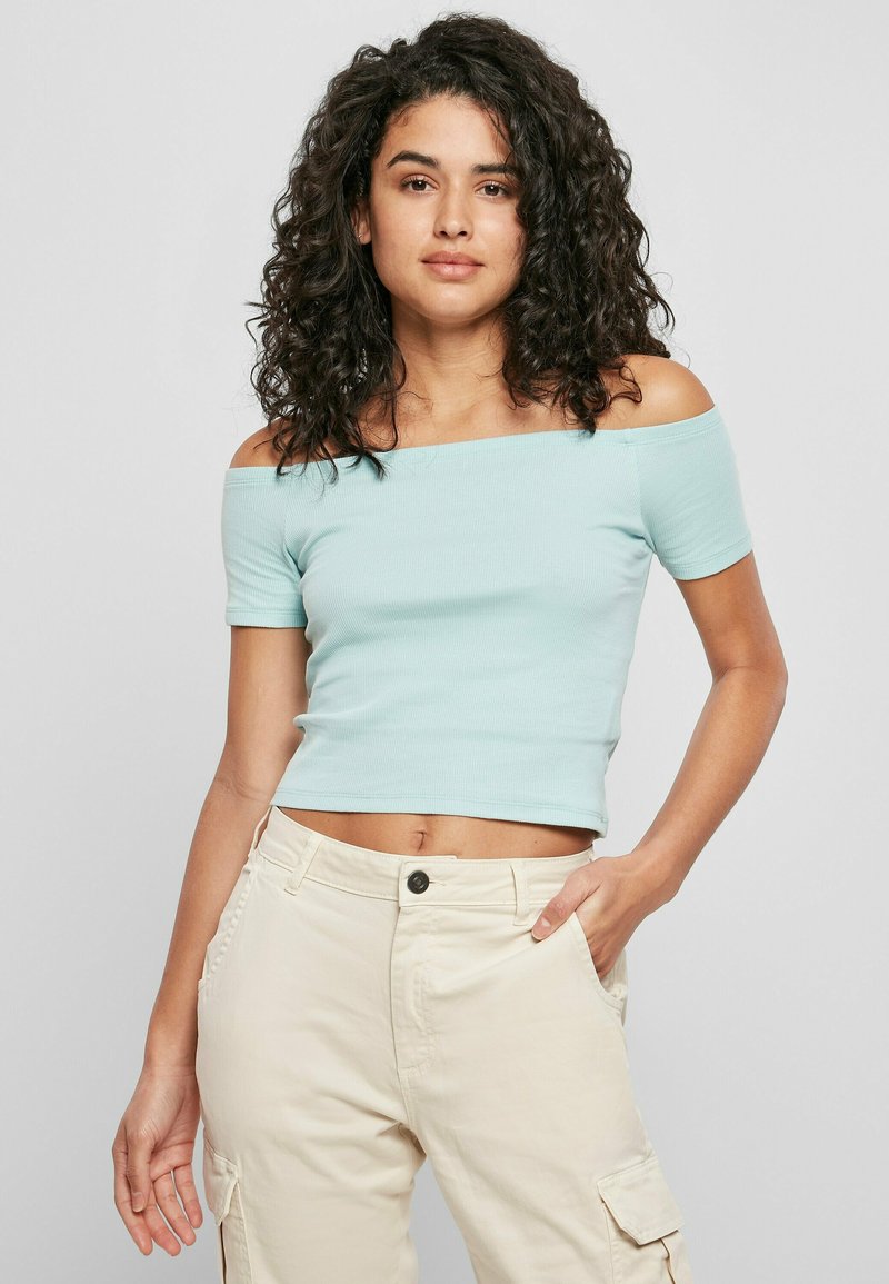 Urban Classics - OFF SHOULDER - Lihtne T-särk - seablue, Suurenda