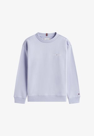 Felpa viola chiaro realizzata in misto cotone, con scollatura rotonda, polsini a costine, logo discreto sul petto e dettaglio del logo sulla manica.