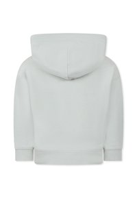 Felpa con cappuccio grigia chiara, con polsini e orlo rigati. Texture morbida, design semplice e senza loghi o motivi visibili sul retro.