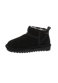 Schwarze Wildleder Stiefelette mit weichem Fleece-Futter, niedrigem Schaft und strukturiertem Gummisohle mit rutschfestem Profil.