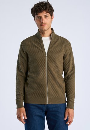 Lindbergh, LINDBERGH KNITTED ZIP CARDIGAN - Vest - army