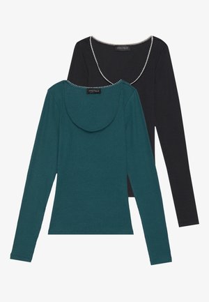 PLOKNRD Maglietta Donna A Maniche Lunghe - Scollo Tondo, Orlo Curvo, Tessuto Morbido Antipiega, Taglie S-XXL, Nero
