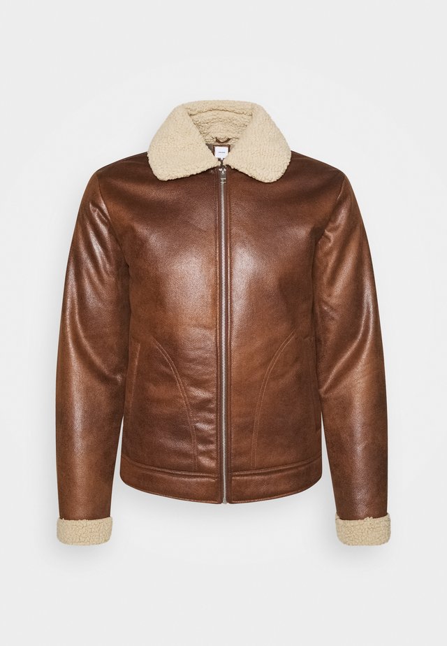 JJFLIGHT JACKET - Imitert skinnjakke - cognac