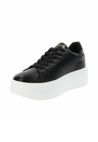 4US Sneakers Donna Cesare Paciotti – Scarpe Casual In Ecopelle E Tessuto Nero, Suola Bold Da 5 Cm, Modello 4BV139, Look Grintoso E Urban