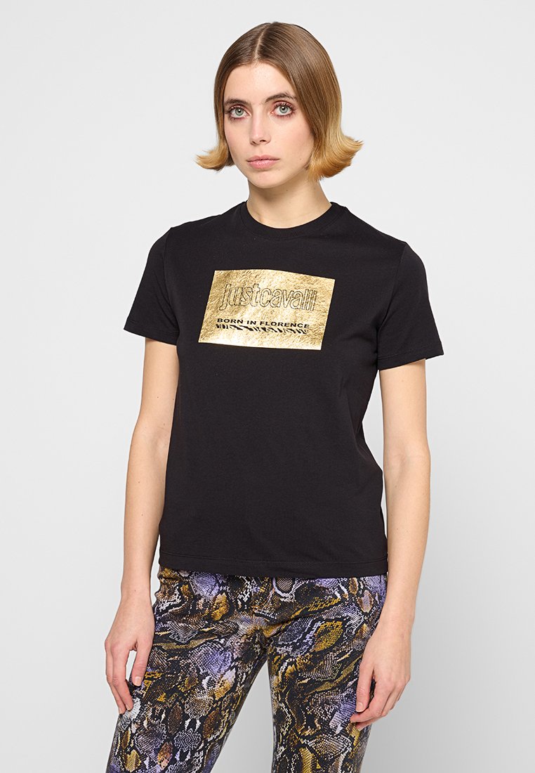 Just Cavalli T-shirt print zwart