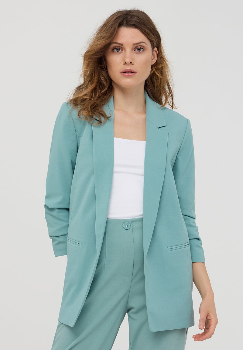 Terranova OPEN WITH RUFFLED SLEEVES - Blazer - verde acqua
