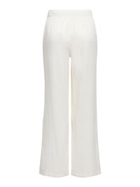 Pantalon blanc à jambes larges avec taille élastique, coupe droite, sans poches visibles ni motifs, présenté de dos sur un fond uni.