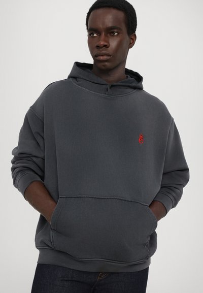 Vision of Super HOODIE WITH EMBROIDERED FLAME AND PRINTED LOGO - Kapuzenpullover - stone wash