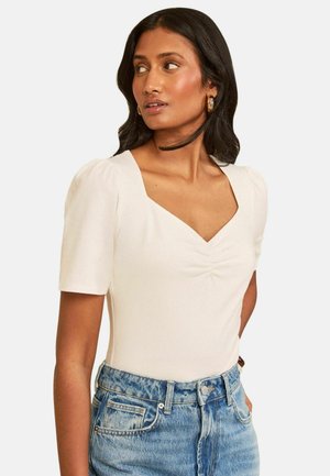 Love & Roses, REGULAR FIT - SWEETHEART NECK SHORT SLEEVE TOP . - Basic T-shirt - ivory