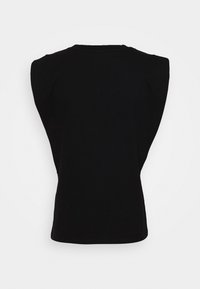 Top negro sin mangas con escote redondeado y hombros estructurados. Tejido suave con un diseño limpio y minimalista.