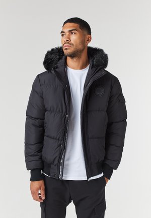 HOODED SHORT PUFFER JACKET - Winterjas - black