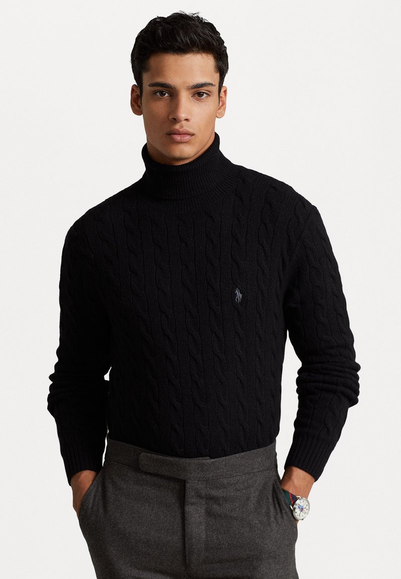 Polo Ralph Lauren CABLE WOOL CASHMERE ROLL NECK JUMPER - Πουλόβερ - black