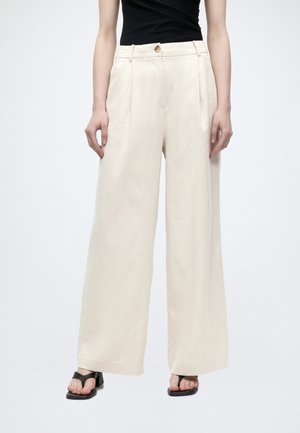 Modström GALEMD WIDE PANTS - Nohavice - beige melange