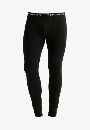 Fekete leggings rugalmas pamutanyagból, testhez simuló kialakítással és rugalmas derékrésszel, amelyen a "TOM TAILOR" felirat látható.
