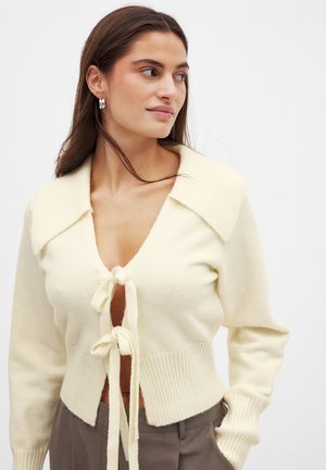 NA-KD MIT SCHNÜRUNG - Kardigán - offwhite