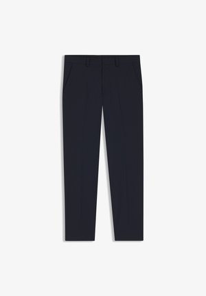 Marina byxor med skräddarsydd passform, med två framfickor, platt framdesign och en slät yta. Inga synliga mönster eller dekorationer.