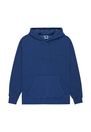 Marineblaues Kapuzensweatshirt aus Baumwolle, mit Kängurutasche, verstellbaren Kordeln sowie gerippten Bündchen und Saum.