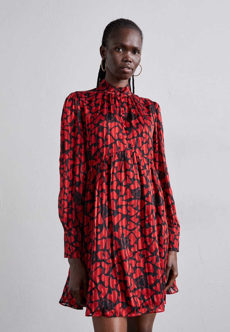 The Kooples ROBE - Vestido camisero - black/red