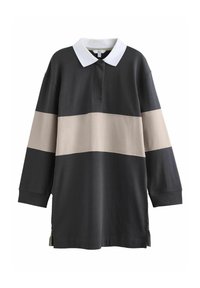 Next LONG SLEEVE MINI RUGBY - Košilové šaty - charcoal black and nude contrast stripe