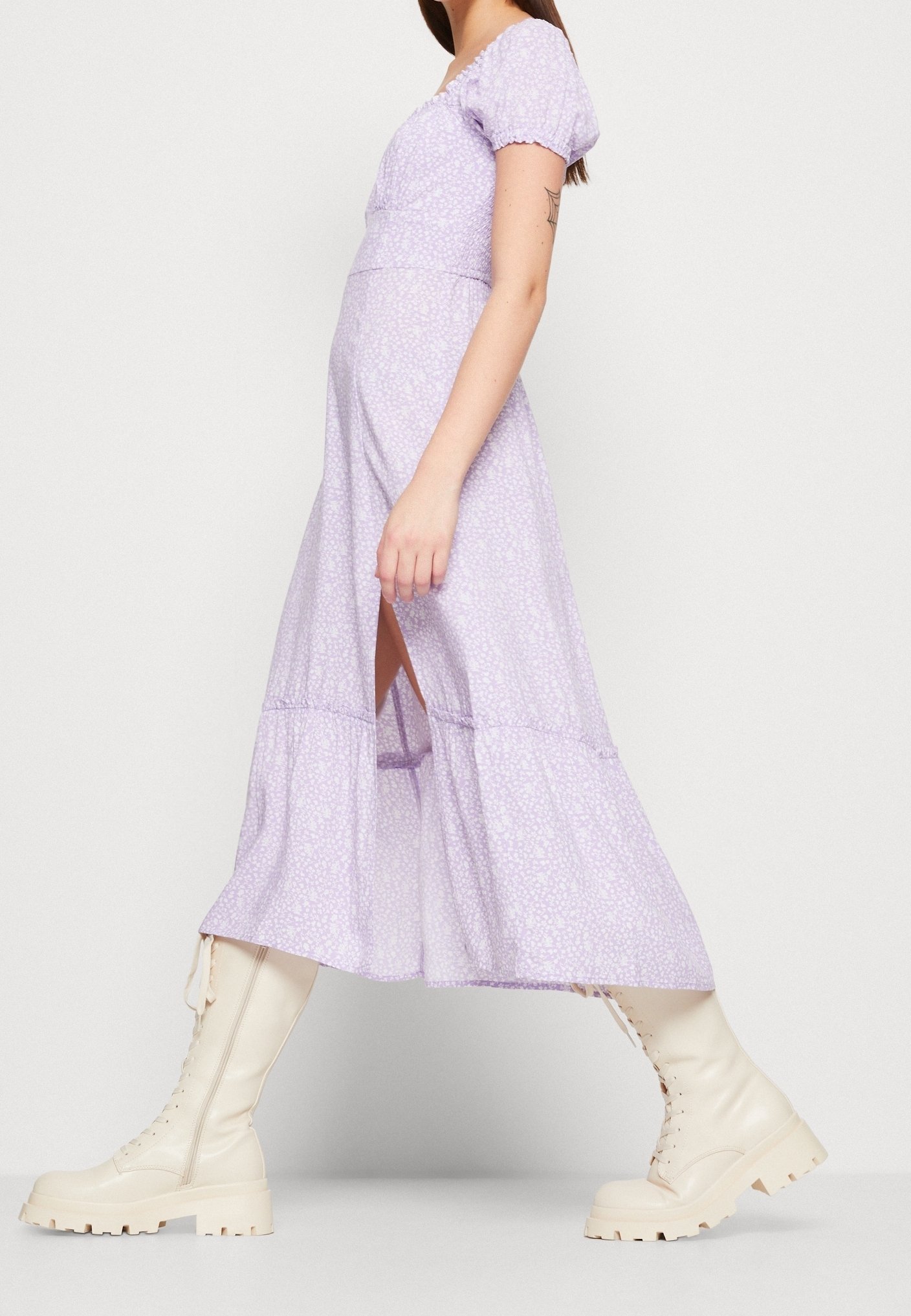 hollister purple dress Women's Sofia Maxi Dress in Burgundy Dot Size XXS PETITE from Hollister