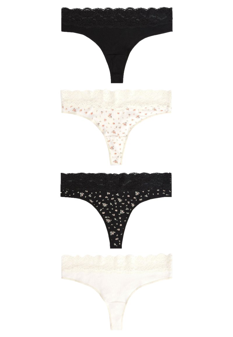 Next MONOCHROME FOUR PACK String black cream ditsy rib/schwarz