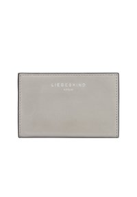 Graues Lederportemonnaie mit geprägtem Markennamen "LIEBESKIND BERLIN" auf der Vorderseite, mit sauberem Nähen und einem minimalistischen Design.
