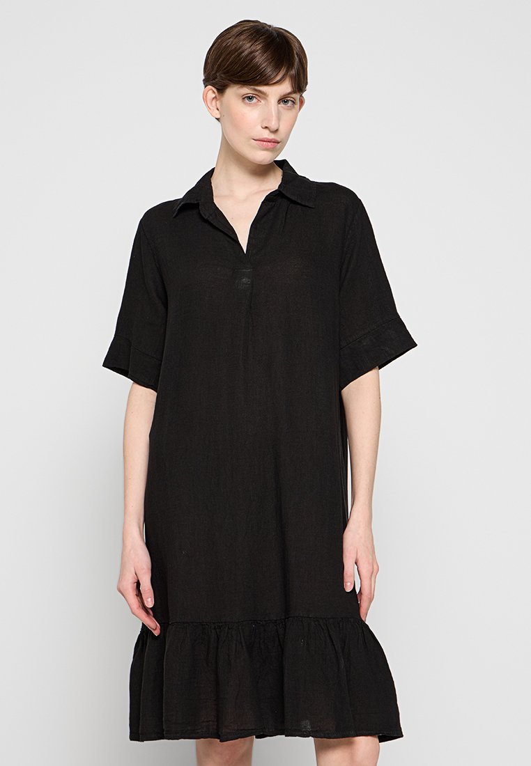 Le Monde du Lin Blousejurk zwart Le Monde du Lin Blousejurk zwart