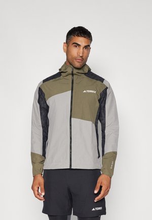 Adidas Terrex TERREX XPERIOR HYBRID RAIN JACKET - Waterproof jacket - charcoal solid grey   olive strata   carbon