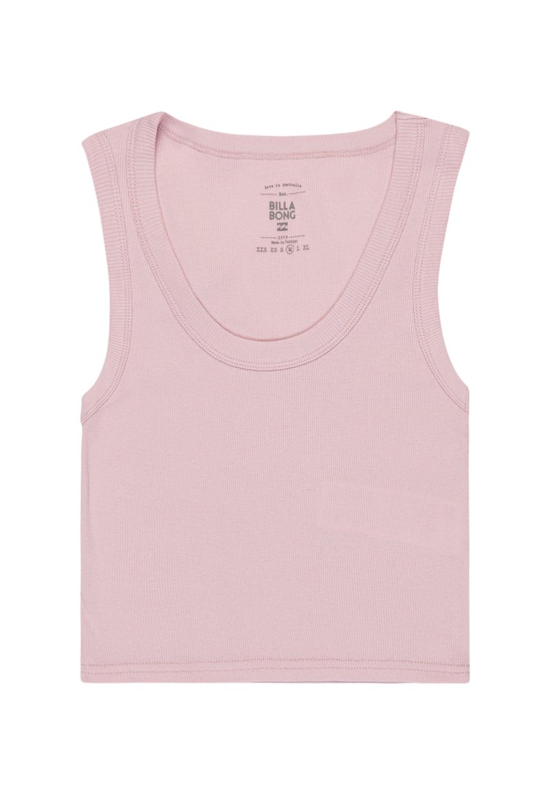Top in cotone rosa a costine con scollatura rotonda e spalline larghe. Stile casual, con etichetta sul retro, realizzato in morbido materiale di cotone.