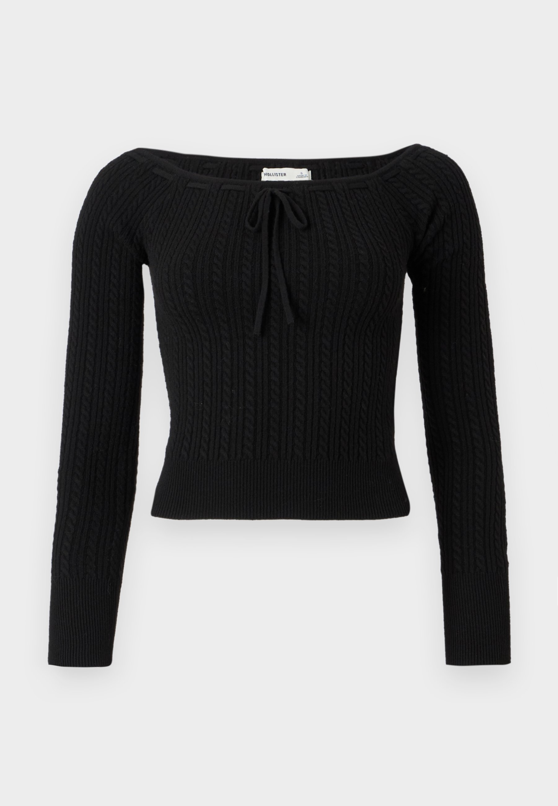 Hollister Co. Off-the-Shoulder Cable-Knit Sweater - Jumper - black