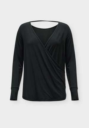 Even&Odd active by Zalando, ESSENTIAL STUDIO LONG SLEEVE TOP WITH OPEN WRAP BACK - Блуза с дълги ръкави - black