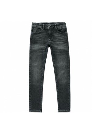Grijze denim jeans met een slim fit, vijf-pocket ontwerp, zichtbare stiksels en een merkembleem op de tailleband.