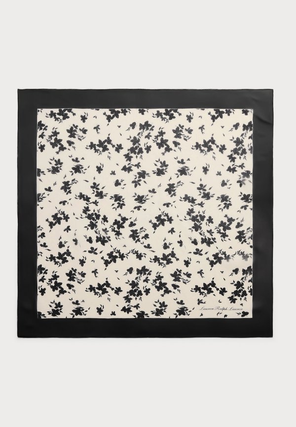 TWO TONE FLORAL SILK SQUARE SCARF - Foulard - mascarpone cream2