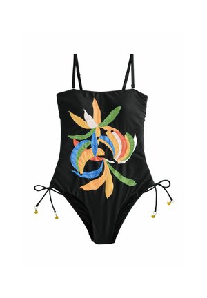 Never Fully Dressed, REGULAR FIT - TUMMY CONTROL BANDEAU SWIMSUIT - Badedragt - black banana embroidery