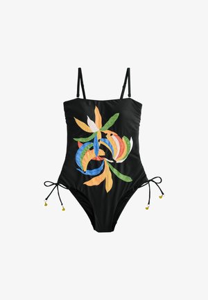 Never Fully Dressed, REGULAR FIT - TUMMY CONTROL BANDEAU SWIMSUIT - Badedragt - black banana embroidery