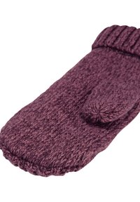 Gants en tricot d'une riche couleur violette, dotés d'un poignet côtelé, d'une surface texturée et d'un accent de pouce arrondi pour plus de chaleur et de confort.