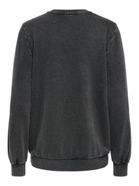 Donkergrijze sweatshirt met lange mouwen, ronde hals en geribbelde boorden en zoom. Soepele textuur met een eenvoudig, klassiek ontwerp.