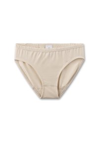 Beige Baumwollslips mit elastischem Bund, glatter Textur und Flachnähte für zusätzlichen Komfort. Schlichtes Design ohne Verzierungen.