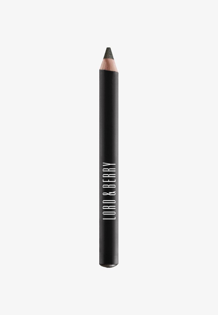 Zwarte eyelinerpotlood met een geslepen punt. Bevat witte merktekst "LORD & BERRY." Soepele, matte afwerking.