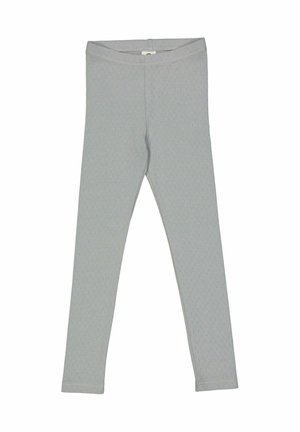 Light gray leggings made of stretchy fabric with a textured pattern. Designed with an elastic waistband and fitted silhouette.