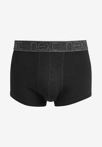Boxer shorts en coton noir avec une ceinture élastique grise portant le logo "next". Conçus pour un ajustement confortable et sans motifs visibles.