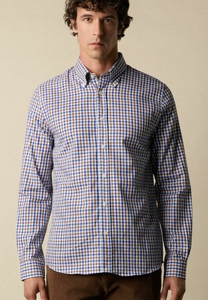 CHECKED WITH BUTTON DOWN COLLAR - Camicia - light blue